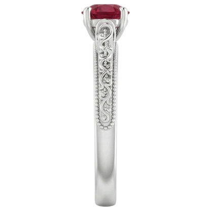 Natural Real ( Not Lab Grown )  Solitaire Ruby Ring 0.75 Carats Antique Style New