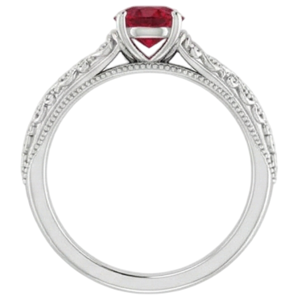 Natural Real ( Not Lab Grown )  Solitaire Ruby Ring 0.75 Carats Antique Style New
