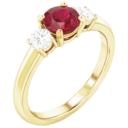 Natural Real ( Not Lab Grown )  Solitaire Ruby Ring 1.25 Carats Yellow Gold 14K