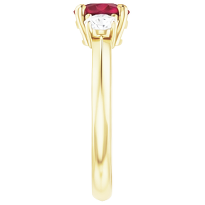 Natural Real ( Not Lab Grown )  Solitaire Ruby Ring 1.25 Carats Yellow Gold 14K
