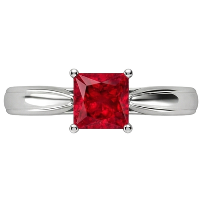 Natural Real ( Not Lab Grown )  Solitaire Ruby Ring 1 Carats White Gold 14K
