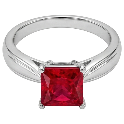 Natural Real ( Not Lab Grown )  Solitaire Ruby Ring 1 Carats White Gold 14K