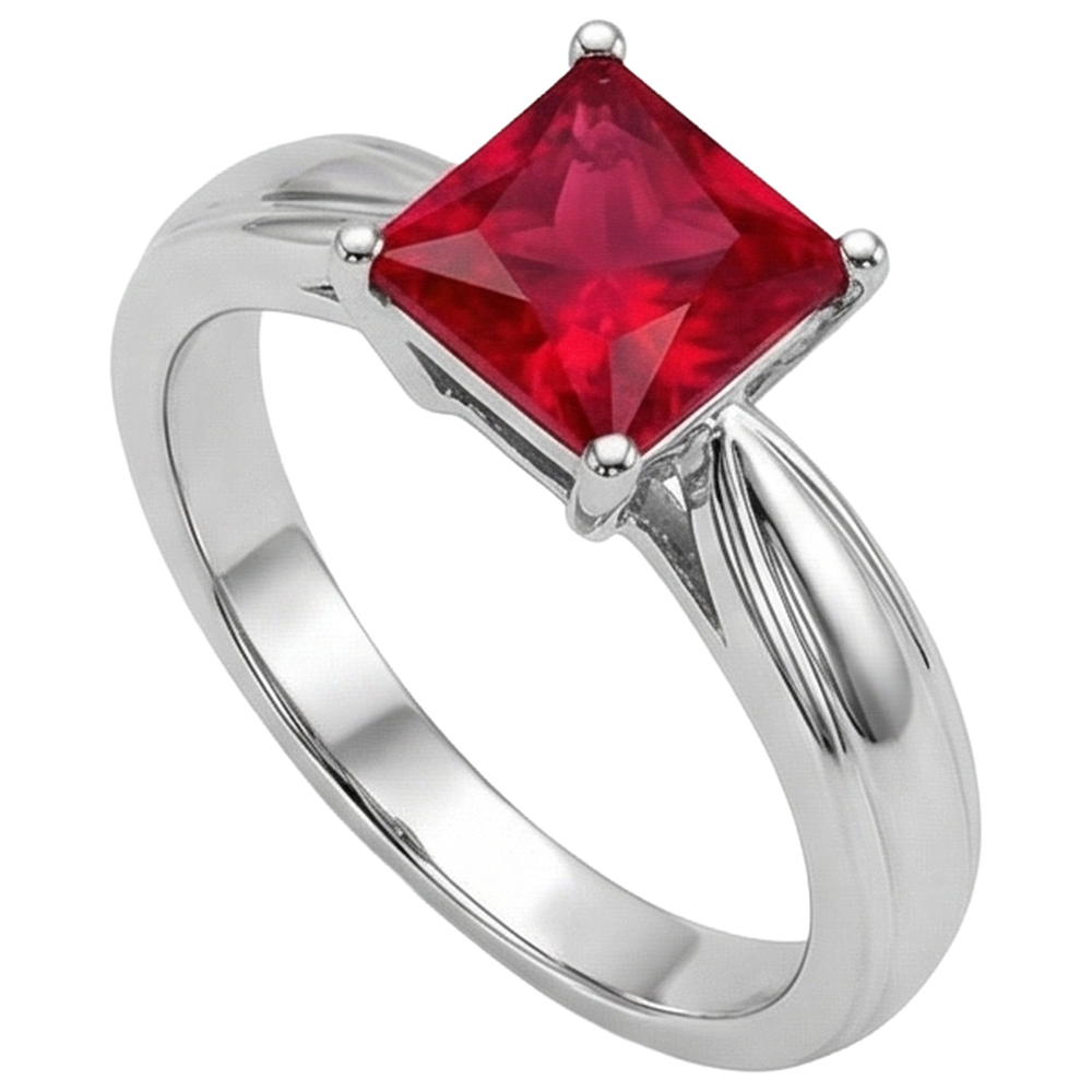 Natural Real ( Not Lab Grown )  Solitaire Ruby Ring 1 Carats White Gold 14K