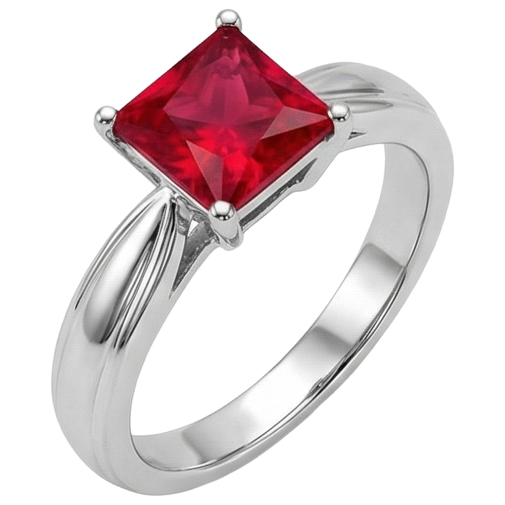 Natural Real ( Not Lab Grown )  Solitaire Ruby Ring 1 Carats White Gold 14K