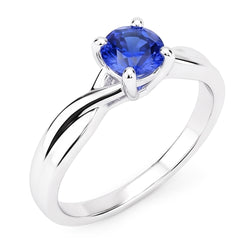 Natural Real ( Not Lab Grown )  Solitaire Sapphire Ring 1 Carat U Prong Setting Gold Twisted Shank