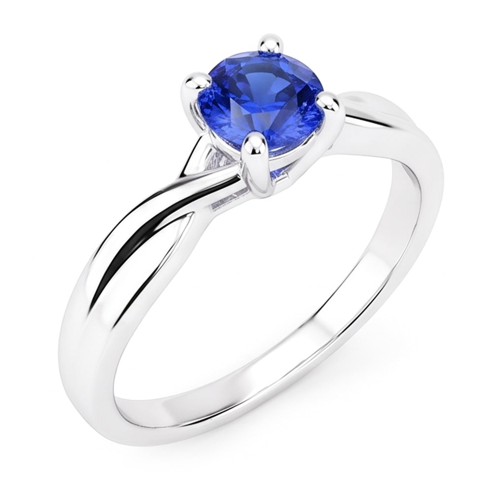 Natural Real ( Not Lab Grown )  Solitaire Sapphire Ring 1 Carat U Prong Setting Gold Twisted Shank