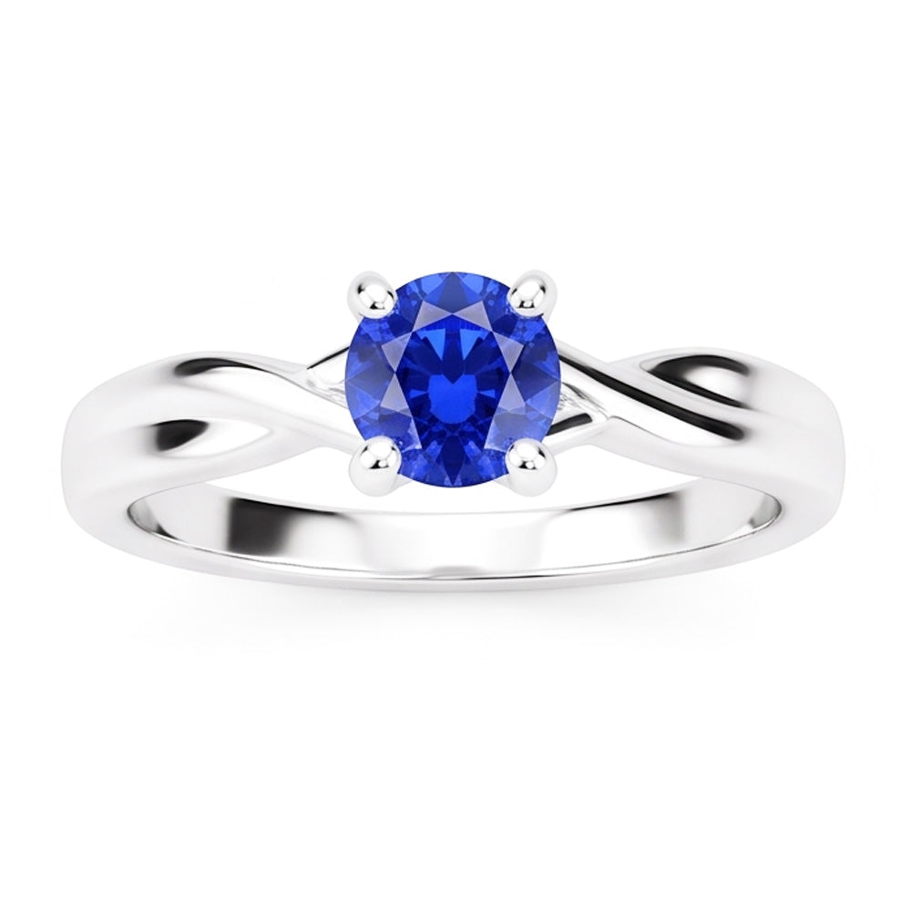 Natural Real ( Not Lab Grown )  Solitaire Sapphire Ring 1 Carat U Prong Setting Gold Twisted Shank