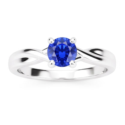 Natural Real ( Not Lab Grown )  Solitaire Sapphire Ring 1 Carat U Prong Setting Gold Twisted Shank
