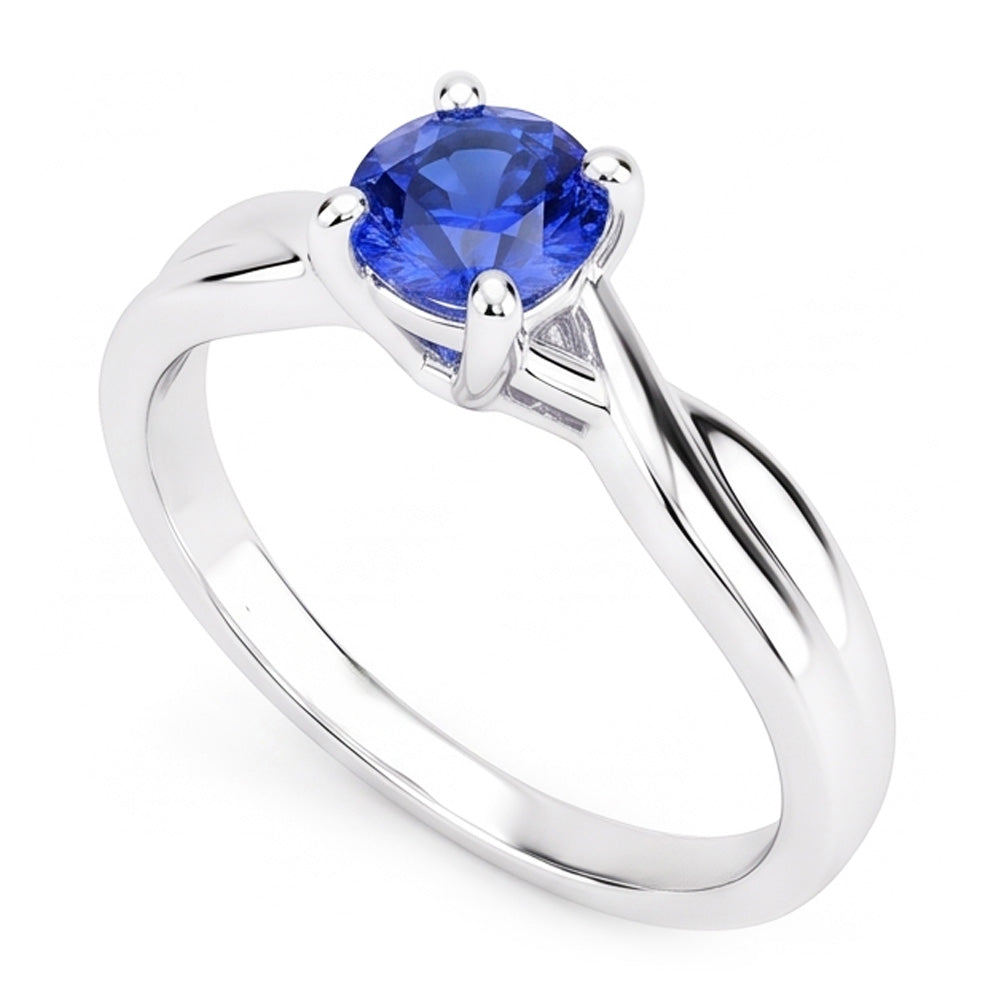 Natural Real ( Not Lab Grown )  Solitaire Sapphire Ring 1 Carat U Prong Setting Gold Twisted Shank