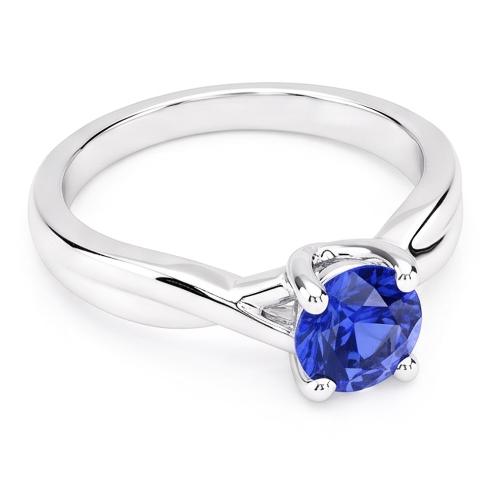 Natural Real ( Not Lab Grown )  Solitaire Sapphire Ring 1 Carat U Prong Setting Gold Twisted Shank