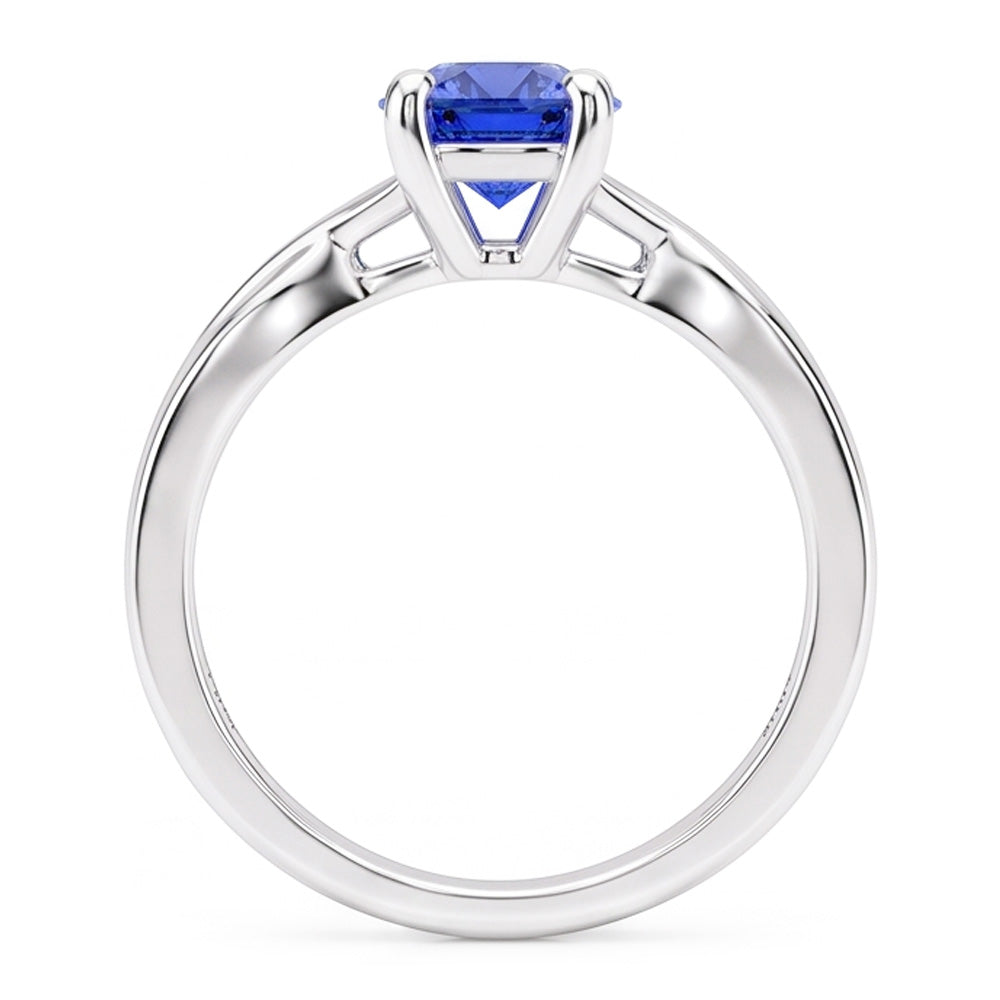 Natural Real ( Not Lab Grown )  Solitaire Sapphire Ring 1 Carat U Prong Setting Gold Twisted Shank
