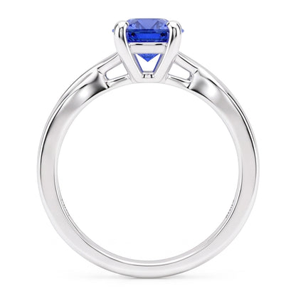 Natural Real ( Not Lab Grown )  Solitaire Sapphire Ring 1 Carat U Prong Setting Gold Twisted Shank