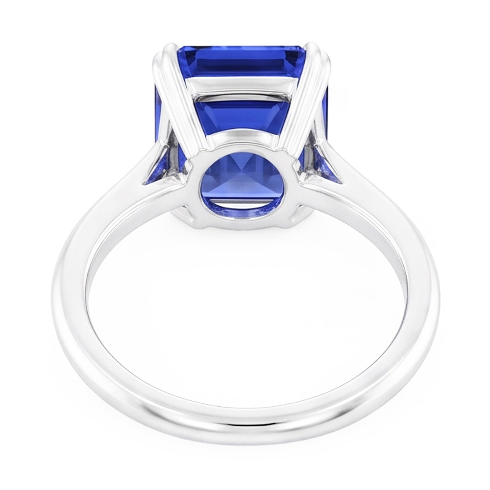 Natural Real ( Not Lab Grown )  Solitaire Sapphire Ring Asscher Cut Double Prong Gold 14K 2.50 Carats