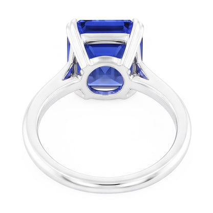 Natural Real ( Not Lab Grown )  Solitaire Sapphire Ring Asscher Cut Double Prong Gold 14K 2.50 Carats
