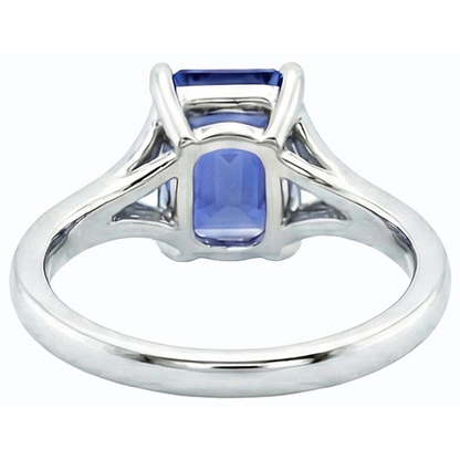 Natural Real ( Not Lab Grown )  Solitaire Split Shank Emerald Light Blue Sapphire Ring 2 Carats