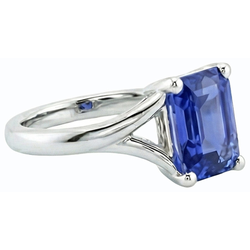 Natural Real ( Not Lab Grown )  Solitaire Split Shank Emerald Light Blue Sapphire Ring 2 Carats