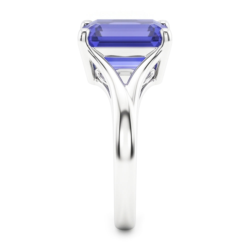 Natural Real ( Not Lab Grown )  Solitaire Split Shank Emerald Light Blue Sapphire Ring 2 Carats