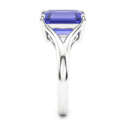 Natural Real ( Not Lab Grown )  Solitaire Split Shank Emerald Light Blue Sapphire Ring 2 Carats