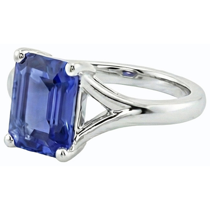 Natural Real ( Not Lab Grown )  Solitaire Split Shank Emerald Light Blue Sapphire Ring 2 Carats