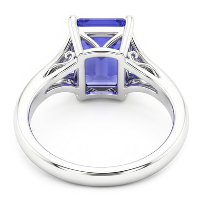 Natural Real ( Not Lab Grown )  Solitaire Split Shank Emerald Light Blue Sapphire Ring 2 Carats