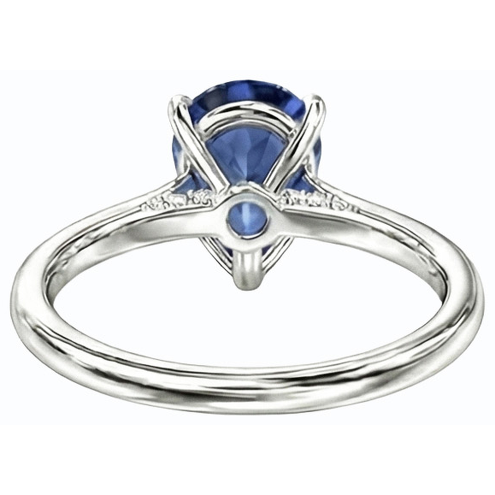 Natural Real ( Not Lab Grown )  Solitaire Sri Lankan Sapphire Ring 14K Gold Pear Shaped 2.50 Carats