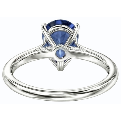Natural Real ( Not Lab Grown )  Solitaire Sri Lankan Sapphire Ring 14K Gold Pear Shaped 2.50 Carats