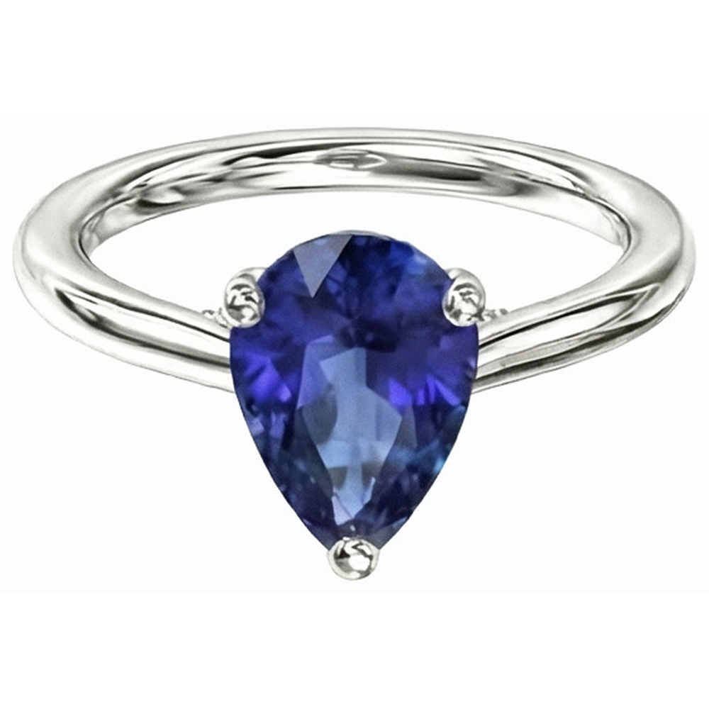 Natural Real ( Not Lab Grown )  Solitaire Sri Lankan Sapphire Ring 14K Gold Pear Shaped 2.50 Carats