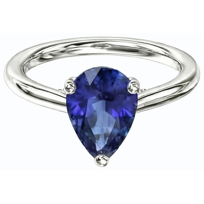 Natural Real ( Not Lab Grown )  Solitaire Sri Lankan Sapphire Ring 14K Gold Pear Shaped 2.50 Carats
