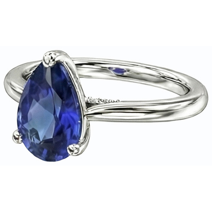 Natural Real ( Not Lab Grown )  Solitaire Sri Lankan Sapphire Ring 14K Gold Pear Shaped 2.50 Carats