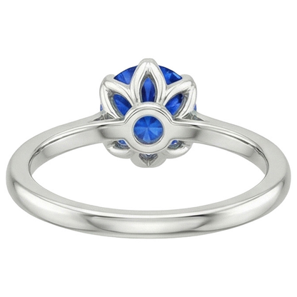 Natural Real ( Not Lab Grown )  Solitaire Sri Lankan Sapphire Ring 2 Carats Tapered Shank White Gold