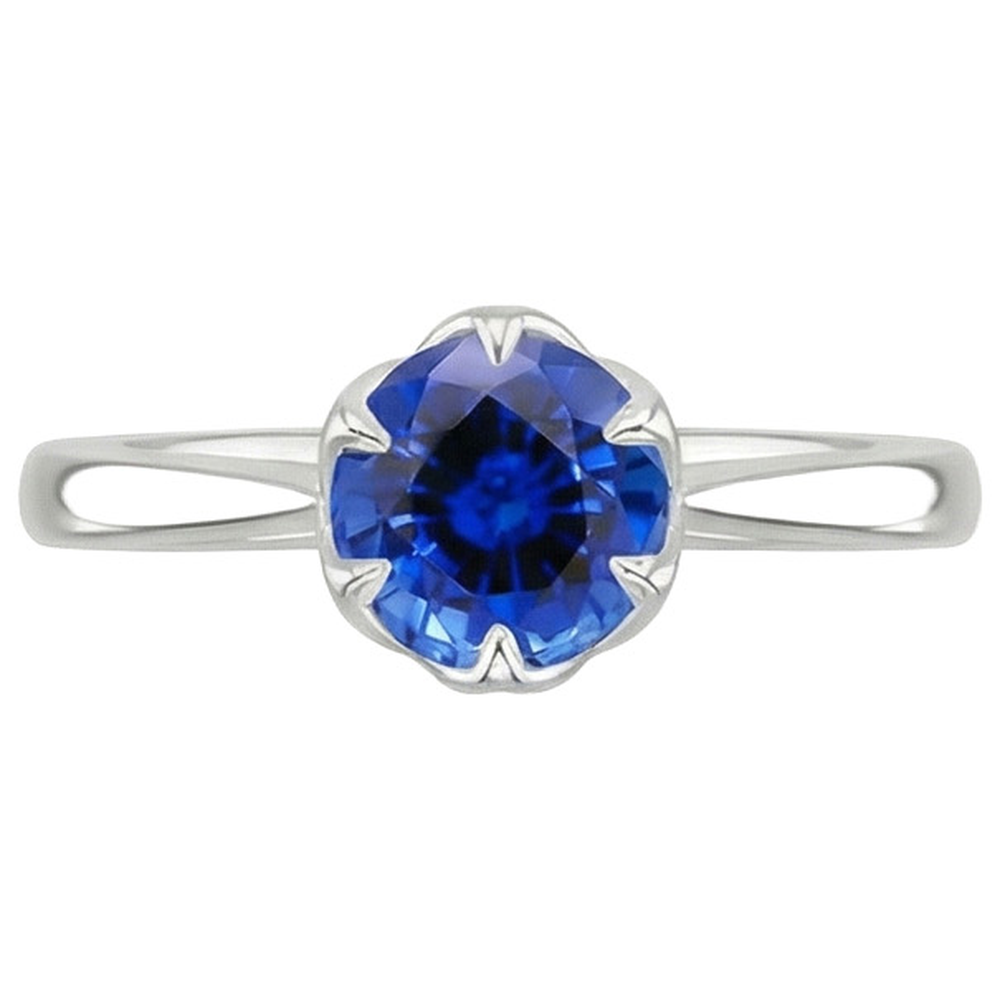 Natural Real ( Not Lab Grown )  Solitaire Sri Lankan Sapphire Ring 2 Carats Tapered Shank White Gold