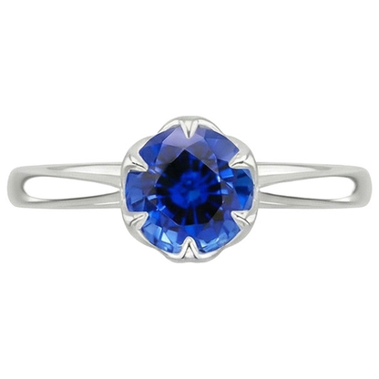 Natural Real ( Not Lab Grown )  Solitaire Sri Lankan Sapphire Ring 2 Carats Tapered Shank White Gold