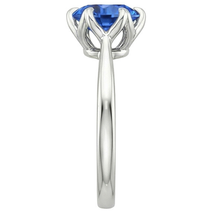 Natural Real ( Not Lab Grown )  Solitaire Sri Lankan Sapphire Ring 2 Carats Tapered Shank White Gold