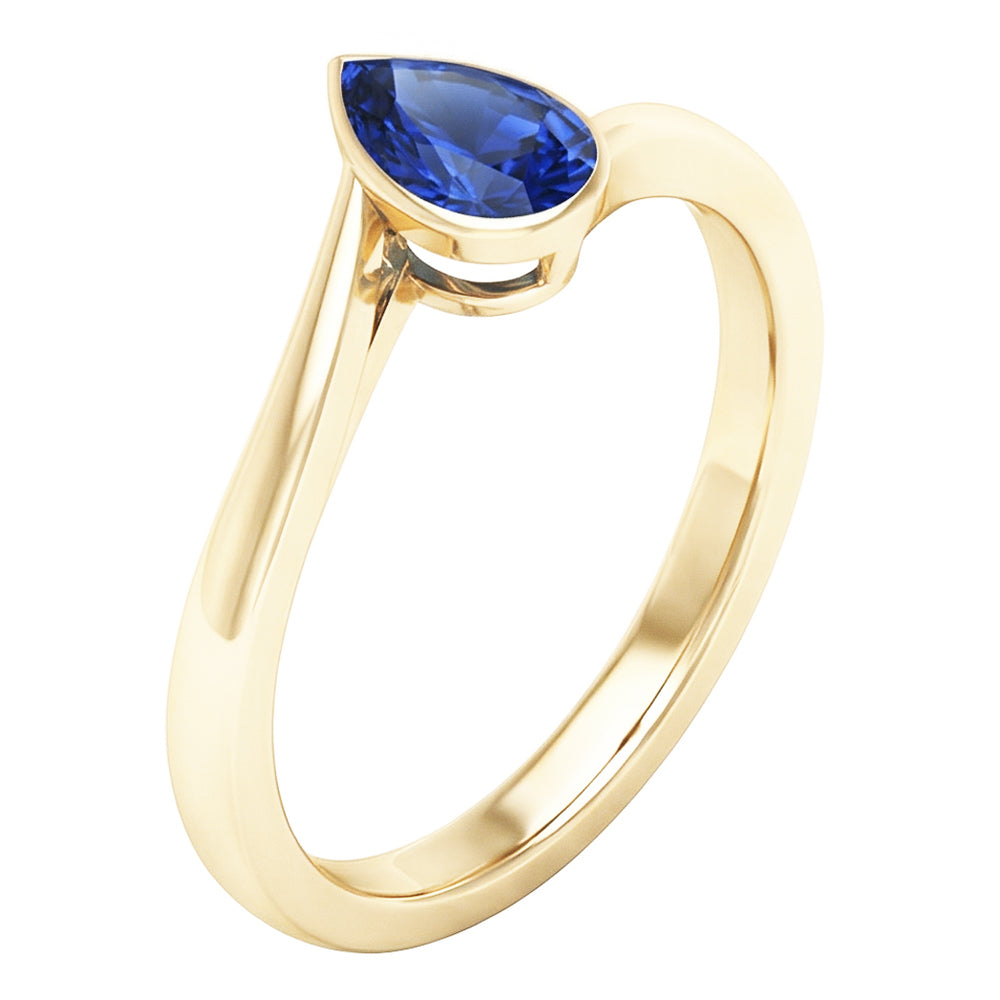 Natural Real ( Not Lab Grown )  Solitaire Sri Lankan Sapphire Ring Bezel Set Yellow Gold 1.50 Carats