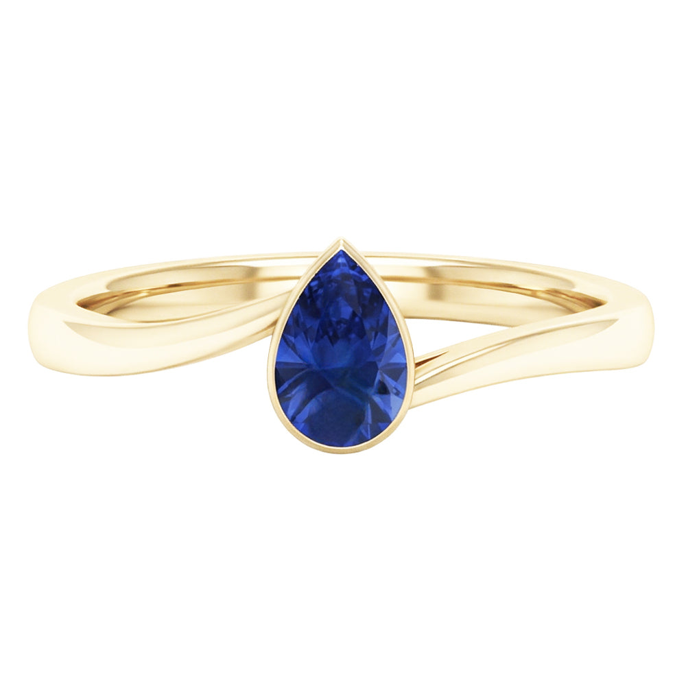 Natural Real ( Not Lab Grown )  Solitaire Sri Lankan Sapphire Ring Bezel Set Yellow Gold 1.50 Carats