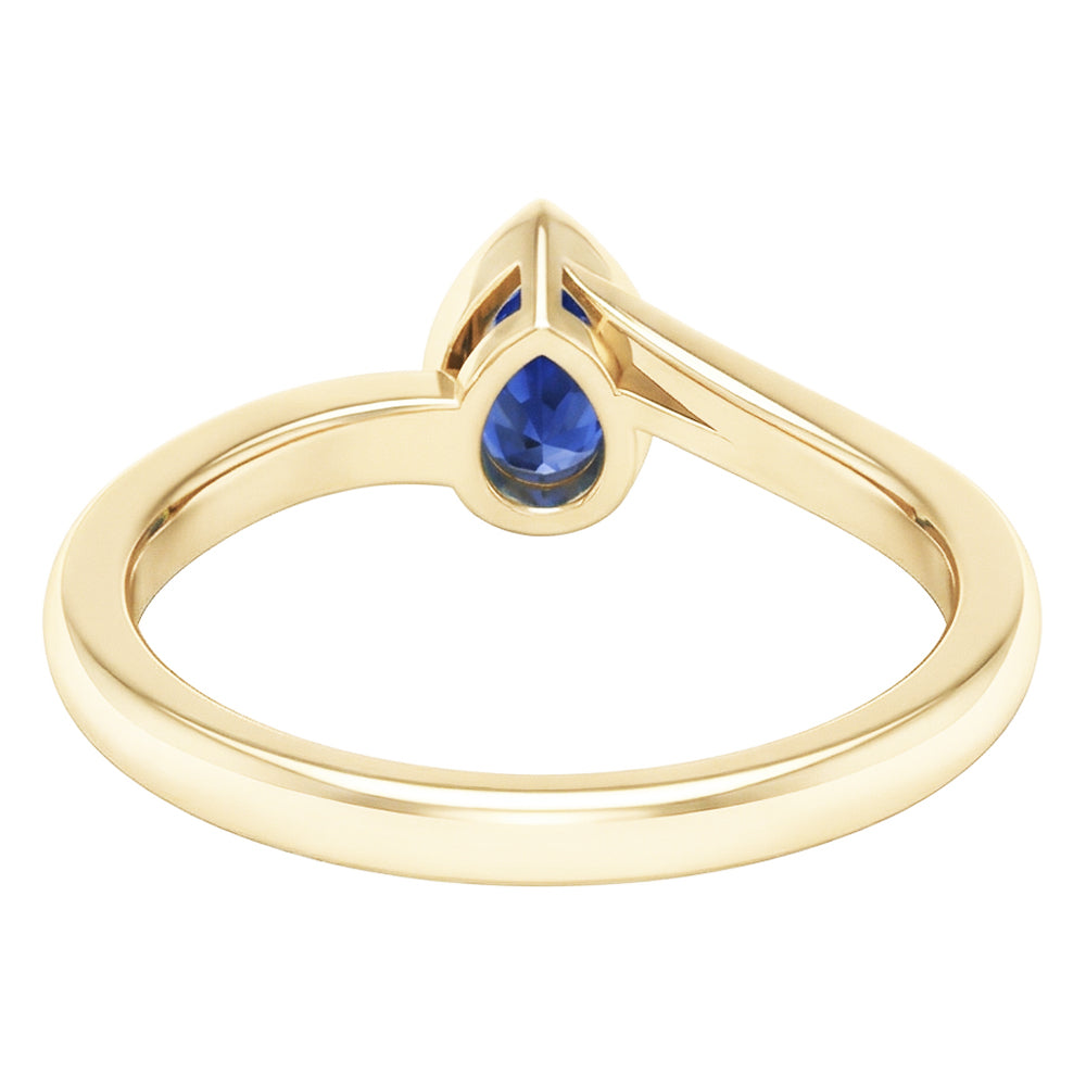 Natural Real ( Not Lab Grown )  Solitaire Sri Lankan Sapphire Ring Bezel Set Yellow Gold 1.50 Carats