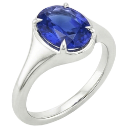 Natural Real ( Not Lab Grown )  Solitaire Sri Lankan Sapphire Ring White Gold 14K Oval Cut 3 Carats