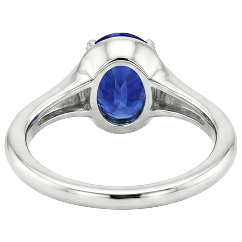 Natural Real ( Not Lab Grown )  Solitaire Sri Lankan Sapphire Ring White Gold 14K Oval Cut 3 Carats