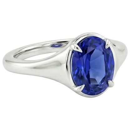 Natural Real ( Not Lab Grown )  Solitaire Sri Lankan Sapphire Ring White Gold 14K Oval Cut 3 Carats