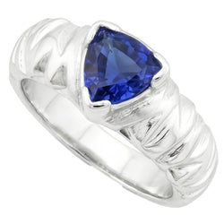 Natural Real ( Not Lab Grown )  Solitaire Trillion Ring V Prong Blue Sapphire Vintage Style 1 Carat