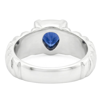 Natural Real ( Not Lab Grown )  Solitaire Trillion Ring V Prong Blue Sapphire Vintage Style 1 Carat