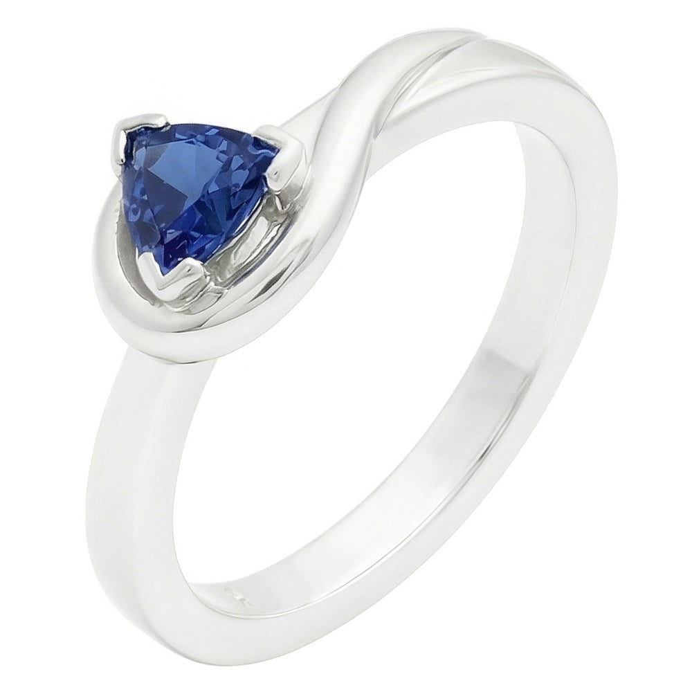 Natural Real ( Not Lab Grown )  Solitaire Trillion V Prong Blue Sapphire Ring 0.50 Carats