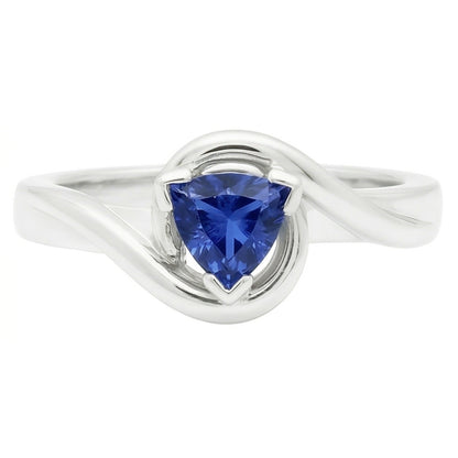 Natural Real ( Not Lab Grown )  Solitaire Trillion V Prong Blue Sapphire Ring 0.50 Carats