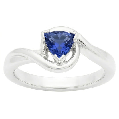 Natural Real ( Not Lab Grown )  Solitaire Trillion V Prong Blue Sapphire Ring 0.50 Carats
