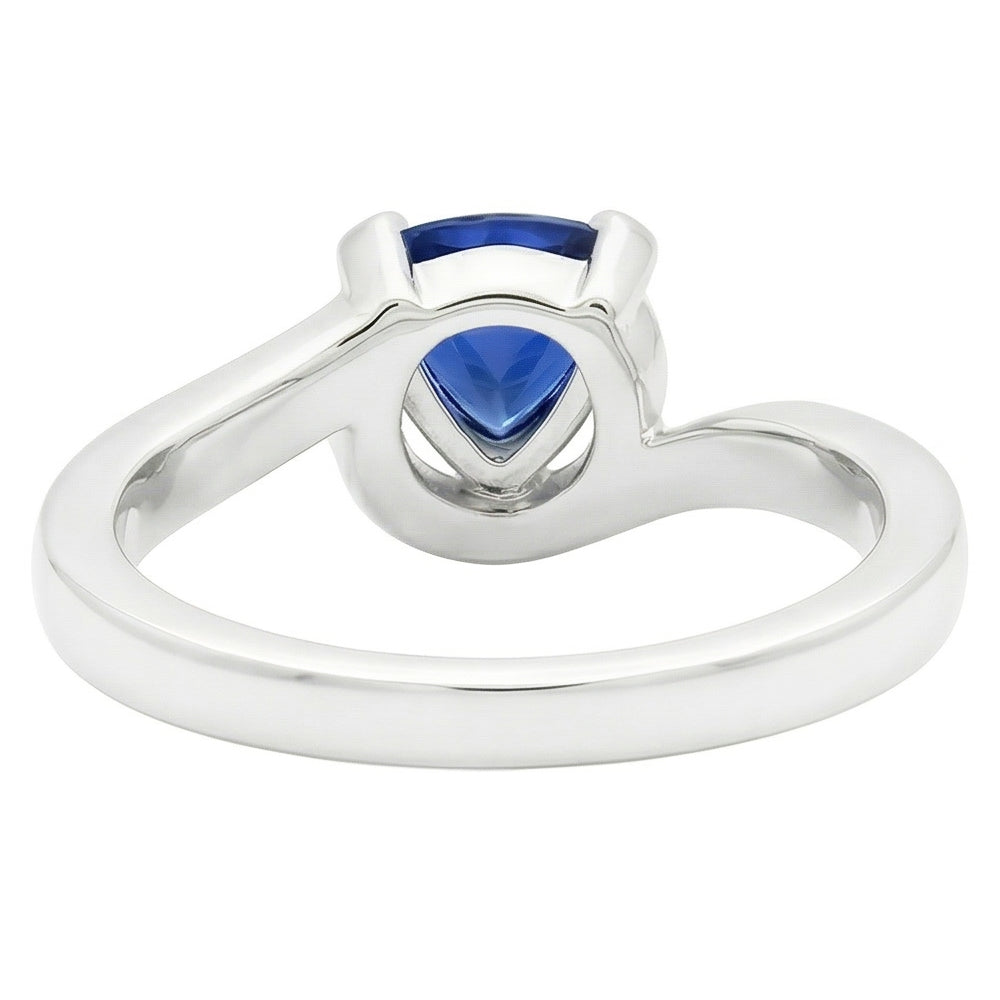 Natural Real ( Not Lab Grown )  Solitaire Trillion V Prong Blue Sapphire Ring 0.50 Carats