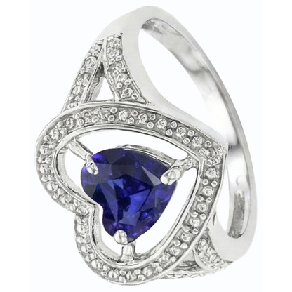 Natural Real ( Not Lab Grown )  Solitaire Vintage Style Heart Cut Blue Sapphire Ring 1.50 Carats