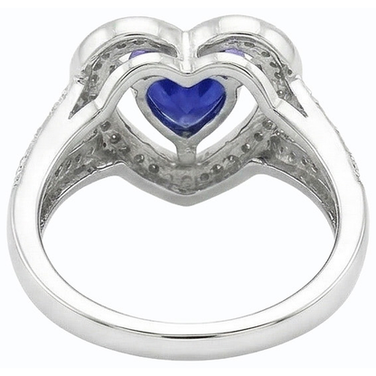 Natural Real ( Not Lab Grown )  Solitaire Vintage Style Heart Cut Blue Sapphire Ring 1.50 Carats