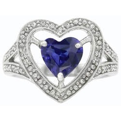 Natural Real ( Not Lab Grown )  Solitaire Vintage Style Heart Cut Blue Sapphire Ring 1.50 Carats