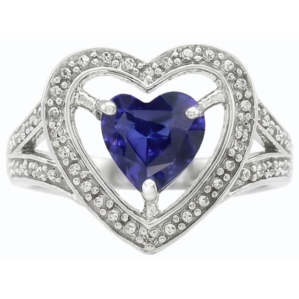 Natural Real ( Not Lab Grown )  Solitaire Vintage Style Heart Cut Blue Sapphire Ring 1.50 Carats