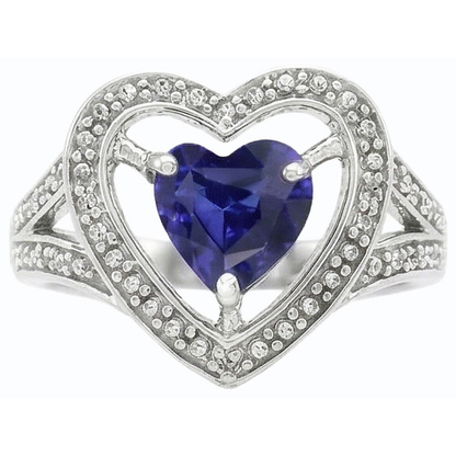 Natural Real ( Not Lab Grown )  Solitaire Vintage Style Heart Cut Blue Sapphire Ring 1.50 Carats